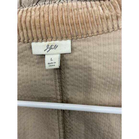 J. Jill Tan Corduroy Button Up Jacket Size Large Ruffles Ribbed Pockets - Picture 7 of 11